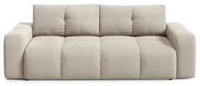 ALMADA bézs kárpitozott, kihúzható háromszemélyes kanapé tárolóval