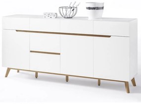 Cervo polcos-fiókos komód, matt fehér MDF, 193 cm