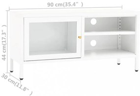 fehér acél és üveg TV-szekrény 90 x 30 x 44 cm
