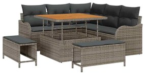 vidaXL Kerti Kanapé Szett párnával tárolóval párnával 8 pcs Szürke