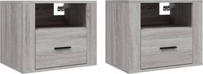 vidaXL 2 db szürke sonoma falra szerelhető éjjeliszekrény 50x36x40 cm