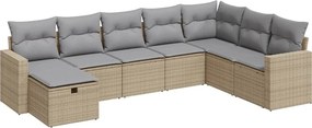 vidaXL 8 részes bézs polyrattan kerti ülőgarnitúra párnával