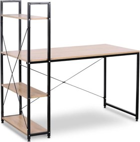 Polcos íróasztal / számítógépasztal 100×52 cm, masszív fém vázzal, fekete–sonoma tölgy – Intenso Home