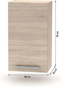 Konyhabútor 2,4 m, tölgy sonoma, NOVA PLUS