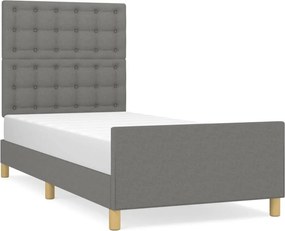 vidaXL sötétszürke szövet ágykeret fejtámlával 90 x 190 cm