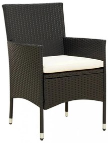 vidaXL 9 részes fekete polyrattan kültéri étkezőszett párnákkal