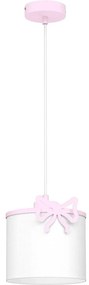 Gyerek csillár zsinóron SWEET 1xE27/15W/230V fehér/rózsaszín/íj