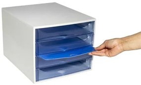 Irattároló, műanyag, 4 fiókos, EXACOMPTA Ecobox Linicolor, jégkék (EX228610D)