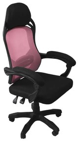 Forgó irodai szék, Oscar, hálós szövet, 64x125x61 cm, fekete - rózsaszín