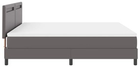 Boxspring ágy szürke színben, szuper king méret, műbőr