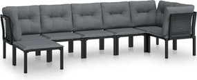 vidaXL 7 részes fekete-szürke polyrattan kerti ülőgarnitúra