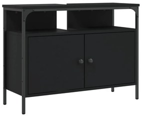 fekete szerelt fa fürdőszobai mosdószekrény 80 x 30 x 60 cm