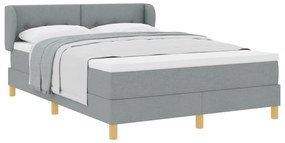 Boxspring Ágy Mattal - Világosszürke, 140x190 cm, Szövet