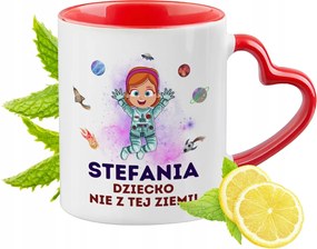 Piros bögre szív alakú füllel Stefánia számára Ajándék