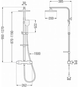 Mexen - CQ62 zuhanygarnitúra termosztatikus csapteleppel Cube, fekete, 772506295-70