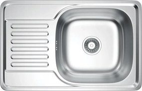 Flavia egymedencés acél mosogató szatén inox 66 x 42 cm szifonnal