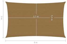 tópszínű HDPE napvitorla 160 g/m² 3 x 6 m