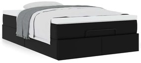 Ottomán ágykeret matraccal Fekete 120x190 cm műbőrrel