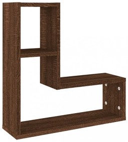2 db barna tölgyszínű szerelt fa fali kockapolc 50 x 15 x 50 cm