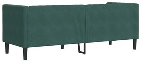 3 személyes sötétzöld bársony Chesterfield kanapé párnákkal