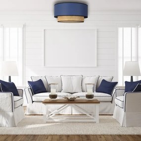 Duolla - Mennyezeti lámpa BOHO 1xE27/15W/230V átm. 45 cm kék/rattan