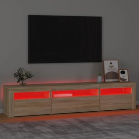 sonoma tölgy színű TV-szekrény LED-lámpákkal 195x35x40 cm
