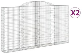 2 db íves horganyzott vas gabion kosár 300x30x160/180 cm
