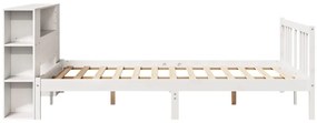 fehér tömör fenyőfa könyvespolcos ágy matrac nélkül 140x200 cm
