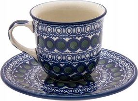 180 ml-es csésze csészealjjal Ceramika Artystyczna Bolesławiec 0089 Pöttyös