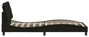 fekete szövet ágykeret LED-ekkel matrac nélkül 90x200 cm
