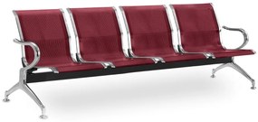 Fém pad a váróterembe REST, 4 ülés, piros