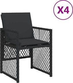 vidaXL 4 db fekete polyrattan kerti szék párnával