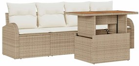 vidaXL Kerti Kanapé Szett tárolóval 5 pcs Bézs Poli rattan