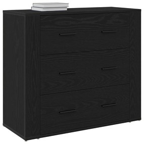 Oldalszekrény Fekete Tölgy 33x80x70 cm Műgyanta