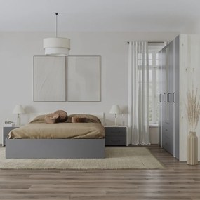 Malmo V10 hálószoba szett 160 x 200 cm-es ággyal, Fehér tölgy / Antracit