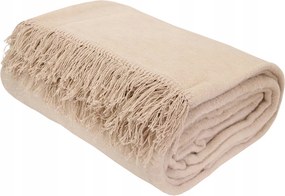 Pamut-akril takaró 150x200 világos bézs, rojtokkal