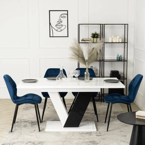 Szék sötétkék színben, bársony kárpittal. LUCKY