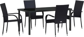 vidaXL Kert étkező szett 5 pcs Fekete Porszórt acél