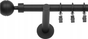 Függönykarnis Szimpla Fekete Matt 480 CM 19 MM Végek Csendes Kerekek