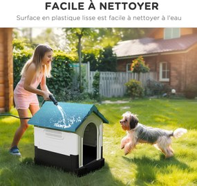 PawHut Kinti Kutya Kennel Kicsi és Közepes Kutyák Számára - 64,5 x 57 x 66 cm - Fehér és Kék | Aosom