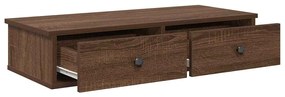 Falipolc fiókokkal barna tölgy 80x31x17 cm műszaki fa