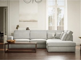 Világosszürke zsenília sarokkanapé (jobb oldali-L alakú) Kirou – Maison de Rêve