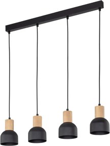 TK LIGHTING 4896 CAIRO Többágú Függesztett Lámpa Fekete, Faipari E27 IP20