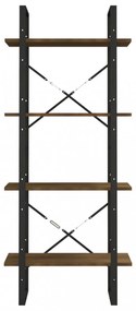 4 szintes barna tölgyszínű szerelt fa könyvszekrény 60x30x140cm