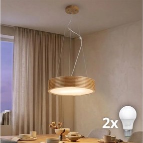 BRILAGI - CARVALHO MODERN LED csillár kábelen 2xE27/60W/230V, tölgy, átmérő 37,5 cm