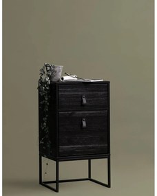 Zola fekete fiókos éjjeliszekrény ajtóval - WOOOD