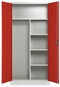 Fém szekrény, 90 x 45 x 185 cm, hengerzár, piros - ral 3000
