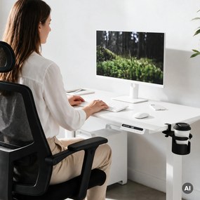 Elektromos, állítható magasságú, ergonomikus, fehér íróasztal,1200x600 mm: ARIA