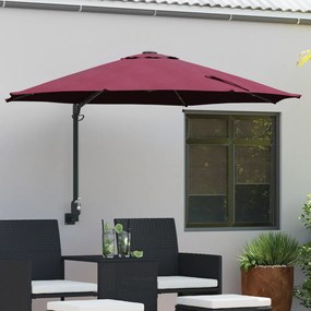 Falra Szerelhető Kerti Napernyő LED-del Burgundi Vörös 248 cm