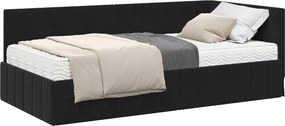 vidaXL Sarok Ágykeret Matraccal matracmal 2 pcs Fekete Bársony